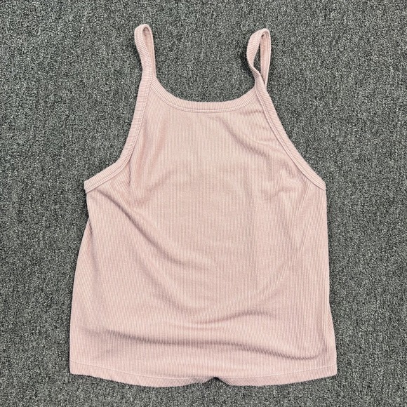 Intimately Free People Boho Ribbed High Neck Tank Top M Mauve Pink Racerback — photo 2
